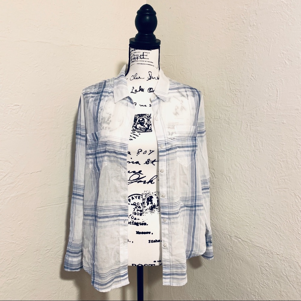 LUCKY BRAND ASHLEY PLAID WOVEN TOP MEDIUM